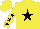 Yellow body, black star, yellow arms, black stars, yellow cap
