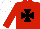 Red, black maltese cross, white cap