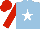 Light blue, white star, red sleeves and cap