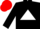Black, white triangle, black sleeves, red cap