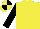 Yellow body, black arms, yellow cap, black quartered