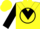 Yellow, black circle, black chevron on sleeves, yellow cap