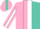 Pink and turquoise halves, white stripe