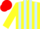 Yellow body, light blue striped, yellow arms, red cap