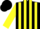Black and yellow stripes, yellow sleeves, black cap