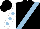 Black, light blue sash, light blue dots on white sleeves, black cap