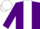 Purple body, white stripe, purple arms, white cap