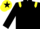 Black body, yellow epaulettes, black arms, yellow cap, black star