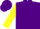 Purple, purple stars on yellow sleeves, purple cap