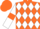 Orange and white diamonds, white sleeves, orange armlets, orange cap