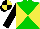 Green and yellow diagonal quarters, black sleeves, black and yellow quartered cap