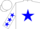 White, blue star, blue stars on sleeves, white cap