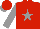 Red, grey star, grey sleeves, red cap, grey peak