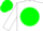 White, green ball, green cap