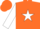 Orange, white star, white star on sleeves, orange cap