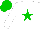 White, green star and cap