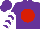 Purple, red ball, white chevrons on sleeves, purple cap