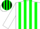 White, green stripes, green shamrock, green stripes on sleeves