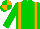 Green, orange braces, green and orange quartered cap