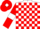 White body, red checked, red arms, white armlets, red cap, white diamond