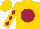 Gold, maroon ball, maroon diamonds on sleeves