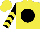 Yellow, black ball, black sleeves, yellow chevrons