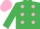 emerald Green, pink spots, pink cap