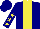 Navy, yellow panel, yellow stars on sleeves, navy cap