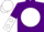 Purple, white ball, white dots on sleeves, purple and white halved cap