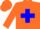 Orange, blue cross, orange cap