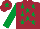 Maroon, emerald green stars, sleeves and star on cap