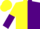 Yellow and purple halved, black horse