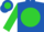 Royal blue, lime ball, lime sleeves