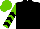 Black, light green and black chevrons on sleeves, light green cap
