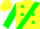 Yellow, green  dots, sash  green slvs