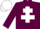 Maroon, white cross of lorraine, white cap