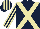 Dark blue, beige cross belts, striped sleeves and cap