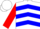 White, blue chevrons, red sleeves