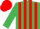 Emerald Green and Red stripes, Emerald Green sleeves, Red cap