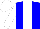 Big-blue body, white stripe, white arms, white cap