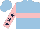 Light blue, pink hoop, pink sleeves, dark blue stars