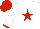 White, red star, red cuffs on sleeves, red cap