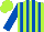 Lime green and royal blue stripes, royal blue sleeves