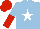 light blue, white star, light blue and red halved sleeves, red cap
