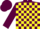Maroon and Yellow check, Maroon sleeves and cap