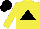 Yellow, black triangle, black cap