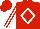 Red, white diamond frame, white stripes on sleeves