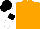 Orange, white sleeves, black armlets, black cap