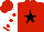 Red, black star, red dots and cuffs on white sleeves
