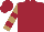 Maroon,  maroon bars on light brown sleeves